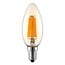 Ampoule flamme filament LED E14 dimmable, verre ambré 5,5 watts