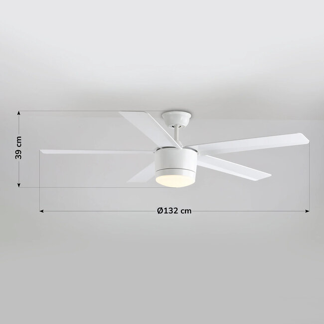 Ventilateur de plafond moderne blanc avec télécommande et LED - Rico