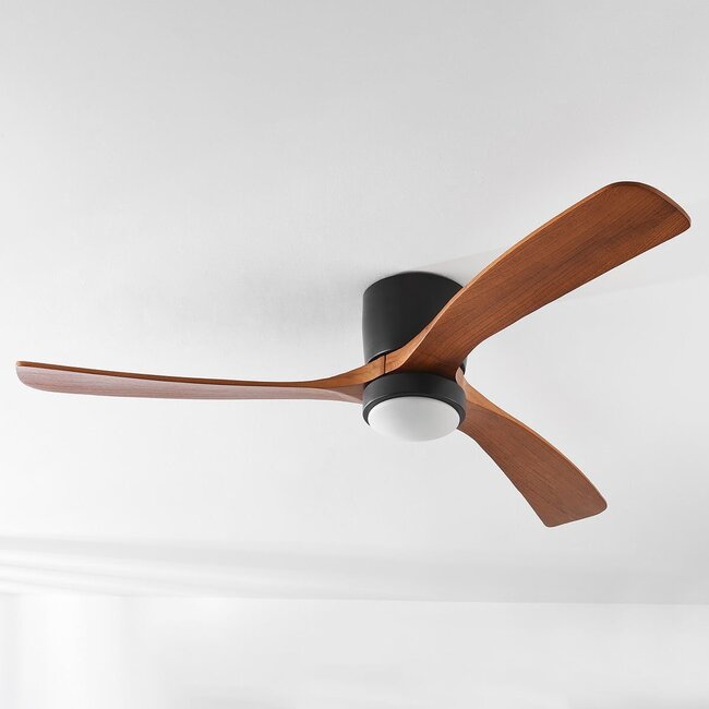 Ventilateur de plafond avec ailettes en chêne, LED incluse - Rani