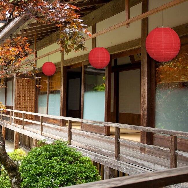 Lampion en nylon rouge pour l'extérieur