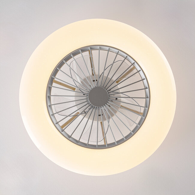 Ventilateur de plafond  gris et blanc avec télécommande, application TUYA et RGBWW - Mira