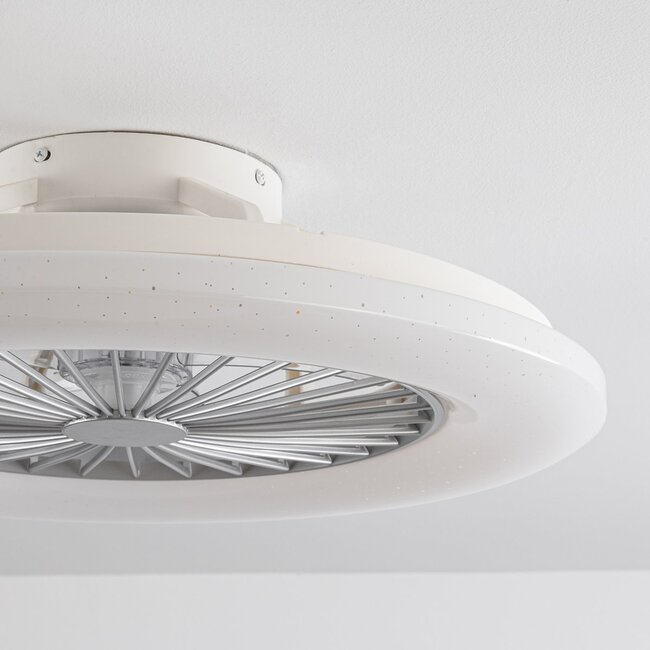 Ventilateur de plafond  gris et blanc avec télécommande, application TUYA et RGBWW - Mira