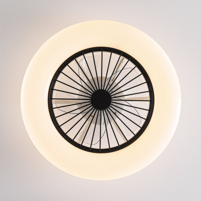 Ventilateur de plafond noir et blanc avec télécommande, application TUYA et RGBWW - Mira