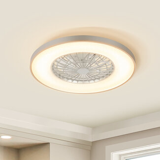 Ventilateur de plafond gris avec télécommande, application TUYA et fonction RGBW - Starry