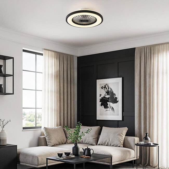 Ventilateur de plafond connecté Starry avec application Tuya Smart et RGB - noir