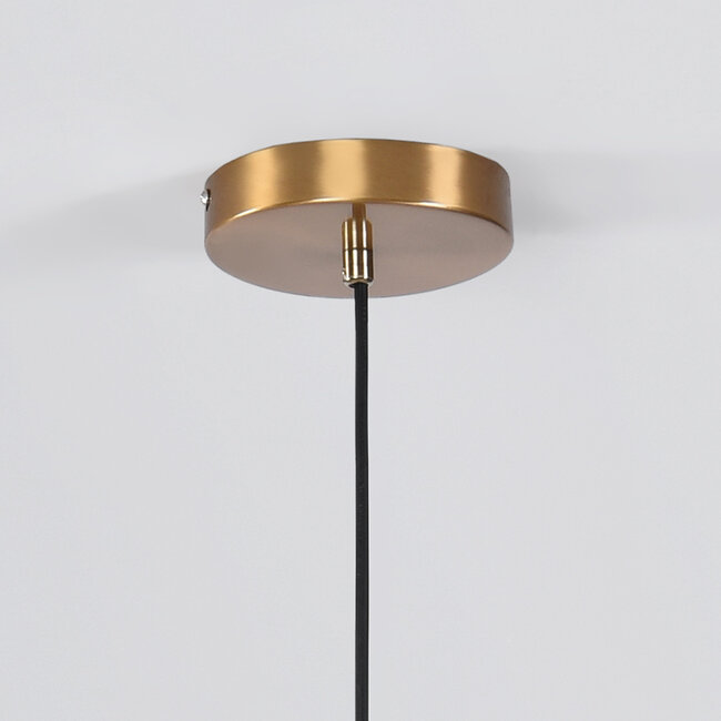Suspension design 7 lumières Sette - verre ambré et doré