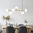 Suspension design 7 lumières Hepta - globes en verre blanc laiteux