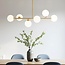 Suspension design dorée avec verre blanc laiteux, 6 lumières - Aster