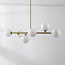 Suspension design dorée avec verre blanc laiteux, 6 lumières - Aster