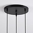 Suspension design 3 lumières Sita - noir et doré avec verre ambré