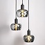 Suspension 3 lumières Reno - noir mat et verre fumé