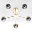 Suspension industrielle dorée avec verre gris fumé, 5 lumières - Leah