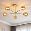 Plafonnier moderne de couleur or avec verre ambré, 5 lumières - Louisa