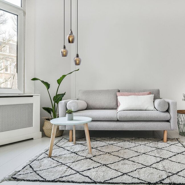 Suspension chromée avec verre gris fumé 3 lumières - Veronica