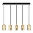 Suspension moderne en noir mat et or sable avec verre ambré 5 lumières - Seattle