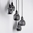 Suspension design 5 lumières Boise - noir et verre fumé