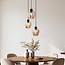 Suspension design 3 lumières Stockton - noir mat et verre ambré