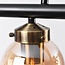 Suspension design 6 lumières Guadeloupe - noir et verre ambré