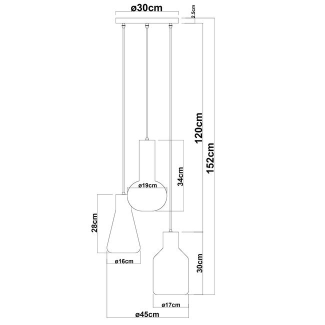 Suspension à 3 lumières - Deidre