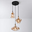 Suspension industrielle avec 3 lumières en verre ambré  - Trinidad