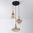 Suspension industrielle avec 3 lumières en verre ambré  - Trinidad