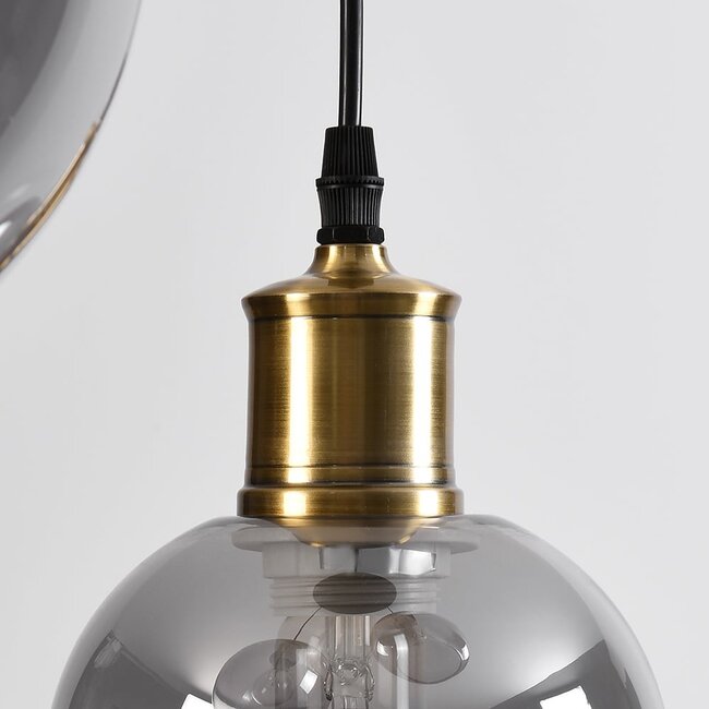 Lampe suspendue verre fumé aspect lisse 3-lumières - Verona