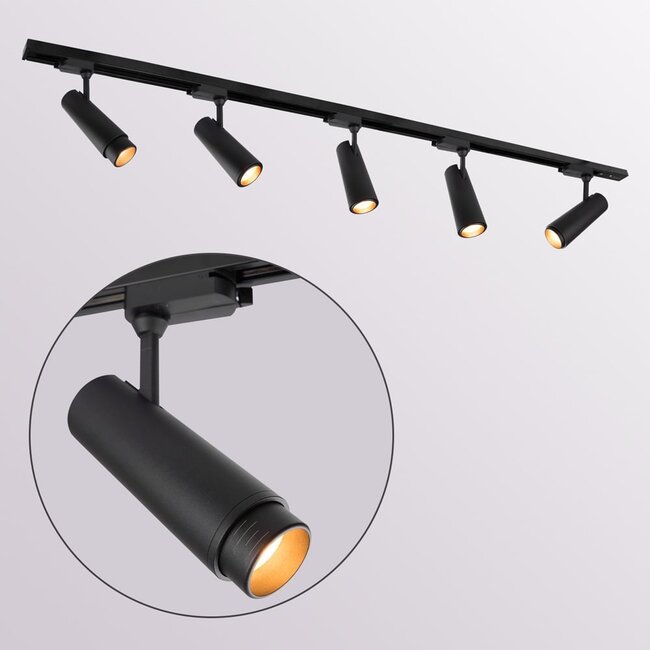 Kit rail monophasé de 1,5 mètre et spots Jules, noir