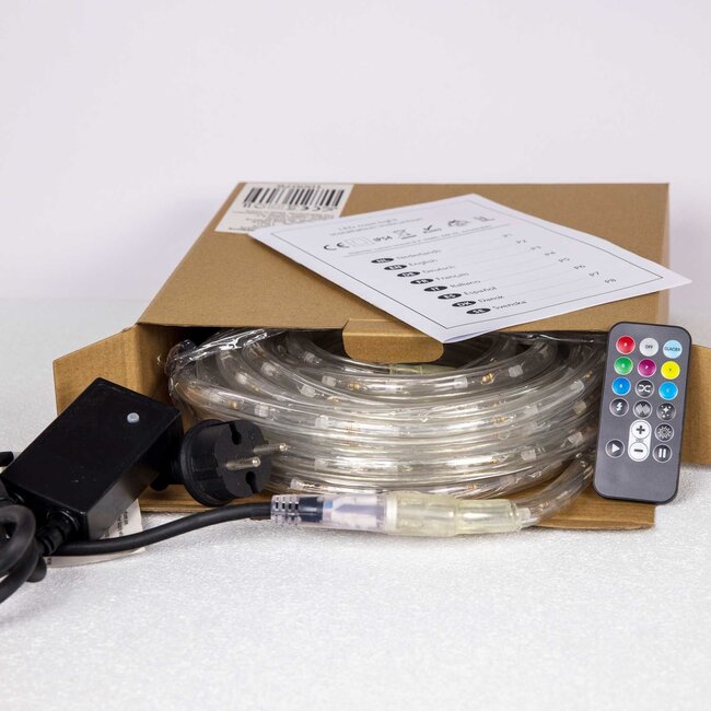 Tube lumineux RVB de 10 m, câble d'alimentation 1,5 m et télécommande inclus