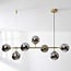 Suspension design Hepta à 7 globes en verre fumé