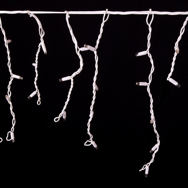 Guirlande stalactite connectable | à partir de 3 mètres | 114 LED | blanc chaud | câble blanc | caoutchouc