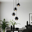 Lampe suspendue moderne noire avec verre fumé, 4 lumières - Fynna