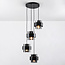 Lampe suspendue moderne noire avec verre fumé, 4 lumières - Fynna