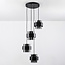 Lampe suspendue moderne noire avec verre fumé, 4 lumières - Fynna
