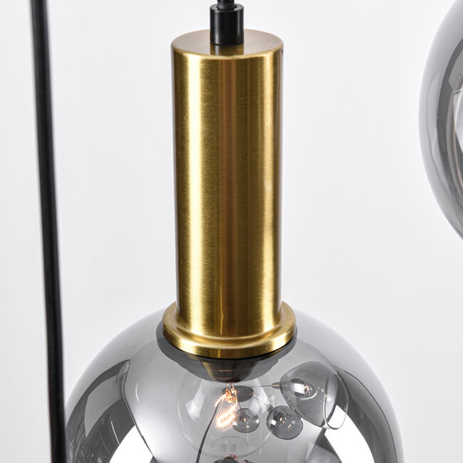 Lampe suspendue design Imme or avec verre fumé, 5 lumières