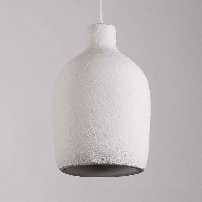 Lampe suspendue minimaliste Wabi Sabi Hikari avec effet pierre Ø31 cm - blanc