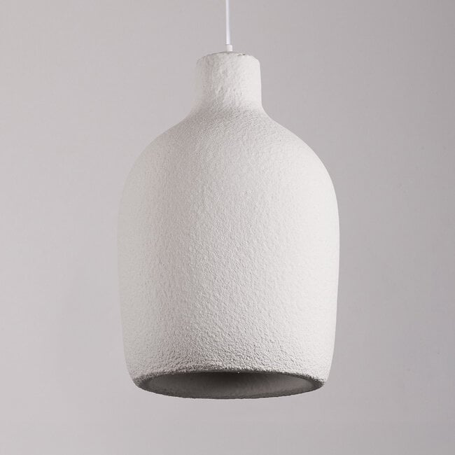Suspension minimaliste Wabi Sabi Hikari effet pierre Ø31 cm - blanc