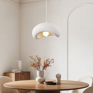 Lampe suspendue Wabi Sabi Zenji 40 x 27 cm avec effet pierre - blanc