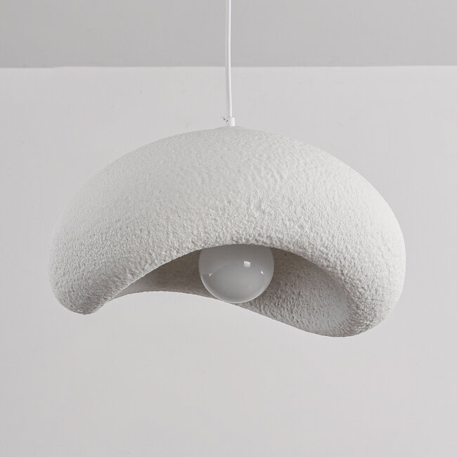 Lampe suspendue Wabi Sabi Zenji 40 x 27 cm avec effet pierre - blanc