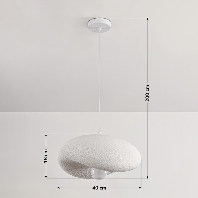 Lampe suspendue Wabi Sabi Kawa avec effet pierre blanche - 40 x 36 cm