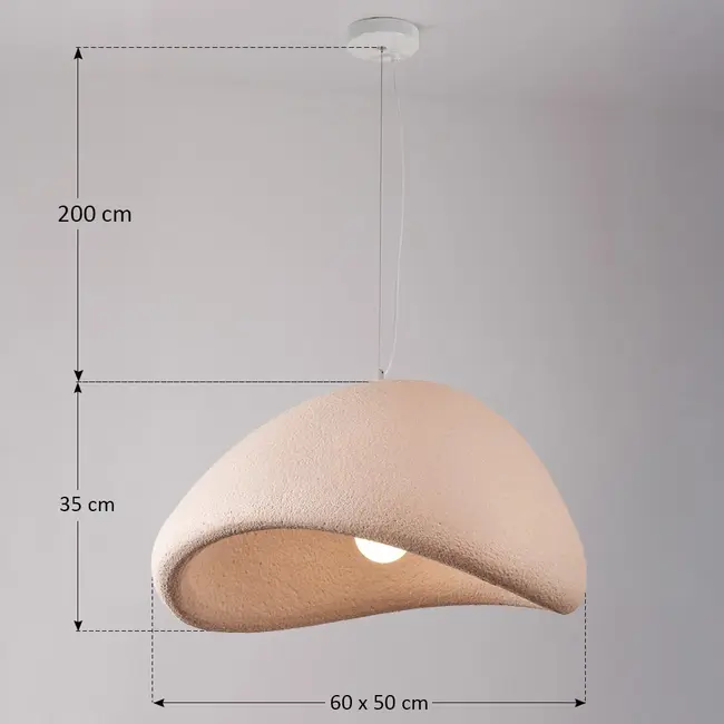 Lampe suspendue Wabi Sabi Yume 60 x 50 cm - motif de pierre rose poussiéreux