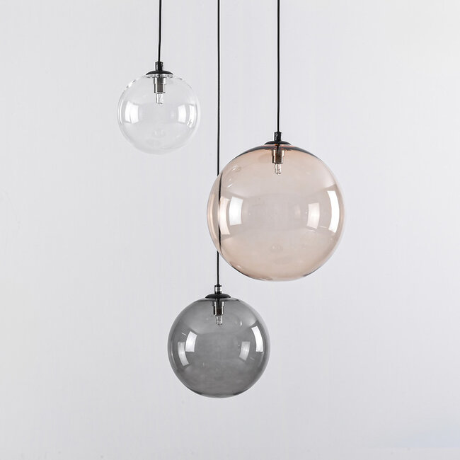 Lampe suspendue design Luminor 3-light avec différentes boules de verre