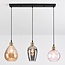 Suspension Vanessa 3 lumières en verre bombé - ambre, gris clair et rosé