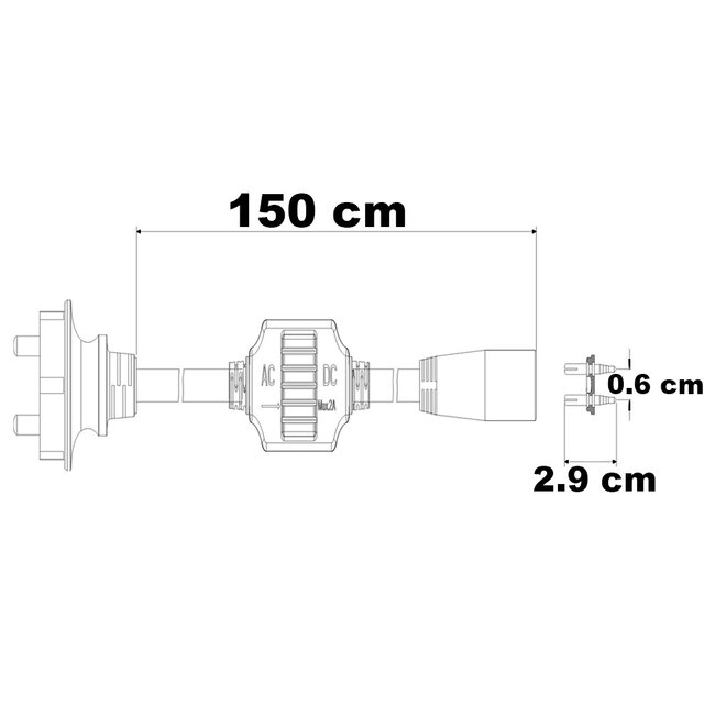 Câble de branchement pour tube lumineux rond - 1,5 m