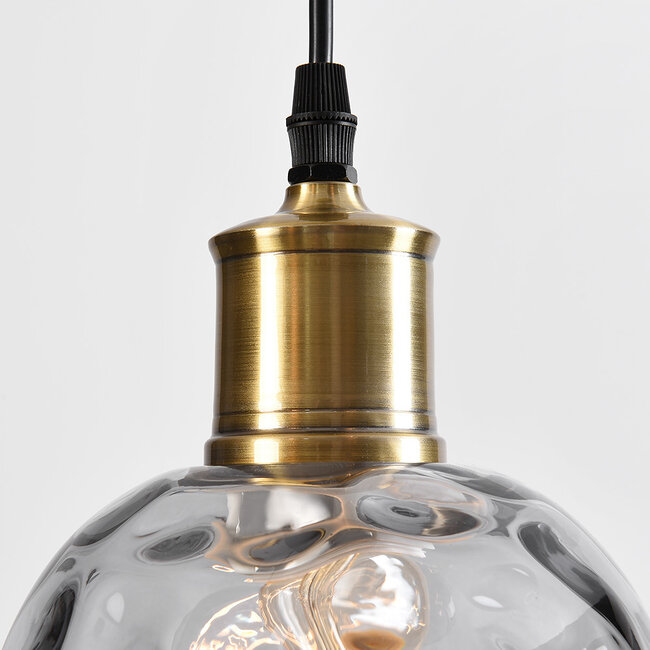 Lampe suspendue design avec verre fumé avec détail convexe, 3 lumières - Verona