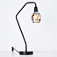 Lampe à poser Dewi - noir avec cuivre et verre fumé