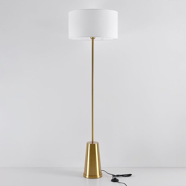 Lampadaire Valya - or avec abat-jour en tissu