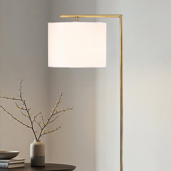 Lampadaire Viany - doré avec abat-jour en tissu