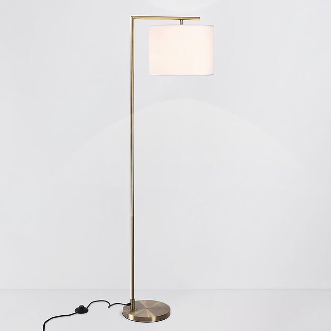 Lampadaire Viany - doré avec abat-jour en tissu
