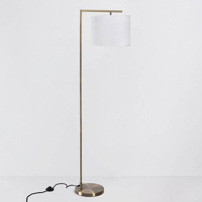 Lampadaire Viany - doré avec abat-jour en tissu