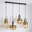 Lampe suspendue 4 lumières avec détails en bronze et verre ambré - Laure